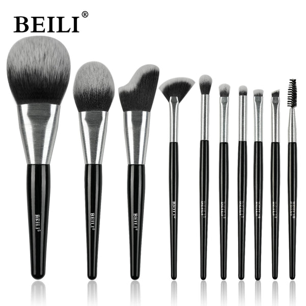 Beli 10pcs Professional Makeup Brush Set New Design Brushed Tube Makeup Brushes