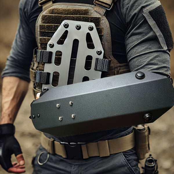 1pc High-strength Aluminum Alloy Tactical Training Arm Shield, 17.5-inch X6.5-inch Handheld Compact Protective Shield, Ergonomically Designed For Comfortable Grip, Ideal For Outdoor Hiking, Forest Exp