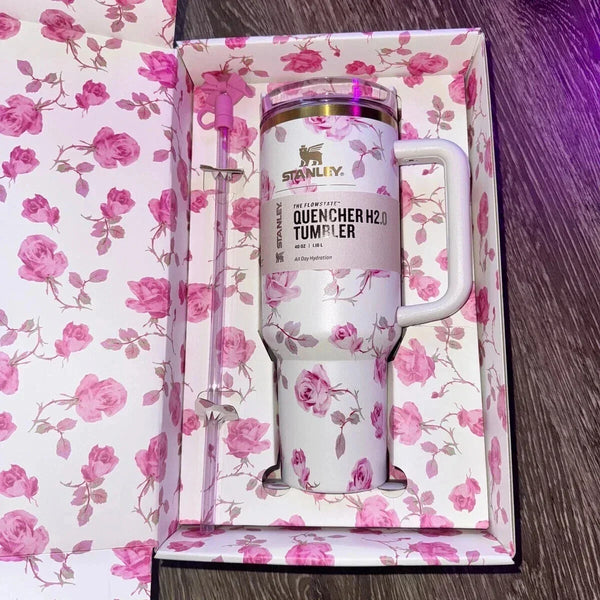 Stanley x Love Shack Fancy Tumbler 40oz Holiday Rosa Beaux White-Gift Box FreeSh